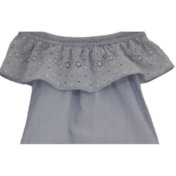 LOFT Petite, vintage dress with white and blue stripes, cotton, for women, XXSP - Picture 4 of 9